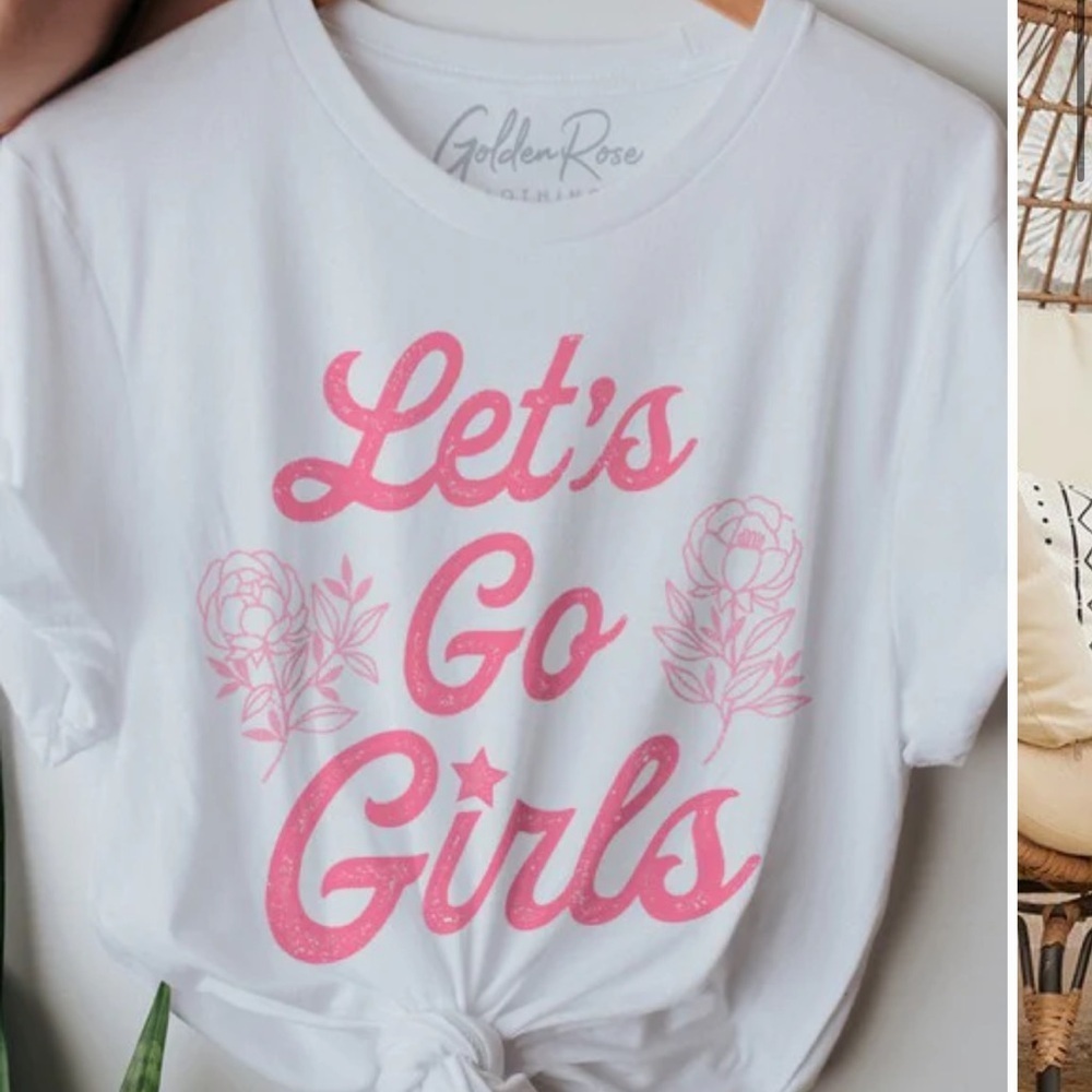 White T-Shirt with Pink Graphic